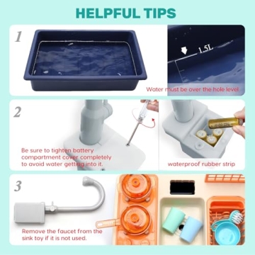 CUTE STONE Pretend Play Kitchen Sink Toys with Light & Sound