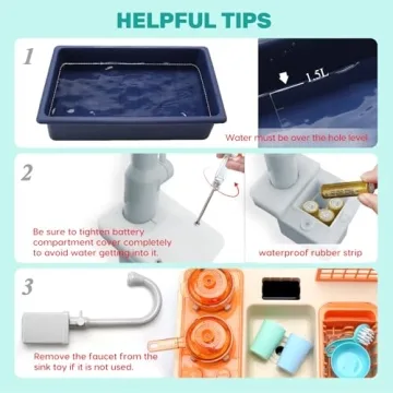 CUTE STONE Pretend Play Kitchen Sink Toys with Light & Sound