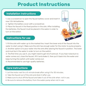 CUTE STONE Pretend Play Kitchen Sink Toys with Light & Sound