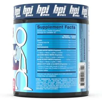 BPI Sports BEST BCAA - BCAA Powder Post Workout Sports Drink with Branched Chain Amino Acids for Hydration & Recovery, for Men & Women - Blue Raspberry - 30 Servings