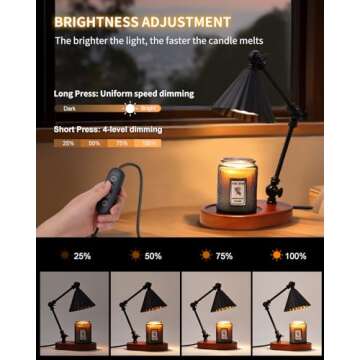 Kadrama Candle Warmer Lamp, Candle Warmer with Timer Dimmer Electric Candle Lamp with 3 Bulbs Gifts for Mom Her Height Adjustable Wax Melt Warmer for Scented Candle Jars Bedroom Home Decor, Black