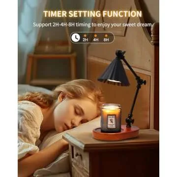 Kadrama Candle Warmer Lamp, Candle Warmer with Timer Dimmer Electric Candle Lamp with 3 Bulbs Gifts for Mom Her Height Adjustable Wax Melt Warmer for Scented Candle Jars Bedroom Home Decor, Black