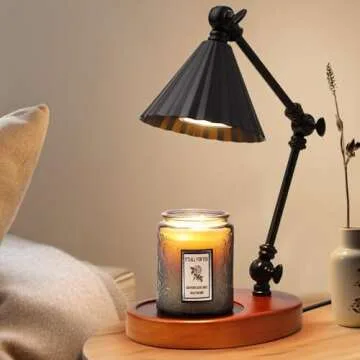 Kadrama Candle Warmer Lamp, Candle Warmer with Timer Dimmer Electric Candle Lamp with 3 Bulbs Gifts for Mom Her Height Adjustable Wax Melt Warmer for Scented Candle Jars Bedroom Home Decor, Black