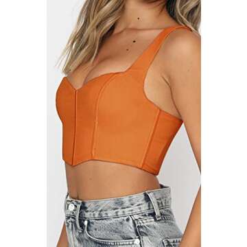 Women Corset Brami Crop Top Sexy V Neck Plunging Tight Plain Cropped Tank Tops Rave Euphoria Outfit ...