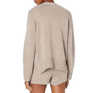 The Drop Women's Brigitte Chunky Button Front Pocket Ribbed Cardigan, Heather Mushroom, 5X, Plus Size