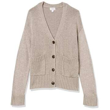 The Drop Women's Brigitte Chunky Button Front Pocket Ribbed Cardigan, Heather Mushroom, 5X, Plus Size