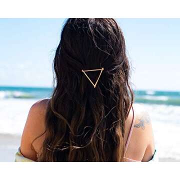 5 Bridesmaid Gifts | Geometric Triangle Hair Clip Card | Proposal Card | Bridesmaid Proposal Box | Bachelorette Favors | Bridal Shower Favors | Boho Minimalist | Bride Tribe (5 Pack, Gold Triangle)