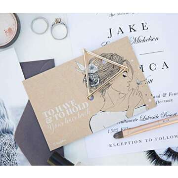 5 Bridesmaid Gifts | Geometric Triangle Hair Clip Card | Proposal Card | Bridesmaid Proposal Box | Bachelorette Favors | Bridal Shower Favors | Boho Minimalist | Bride Tribe (5 Pack, Gold Triangle)