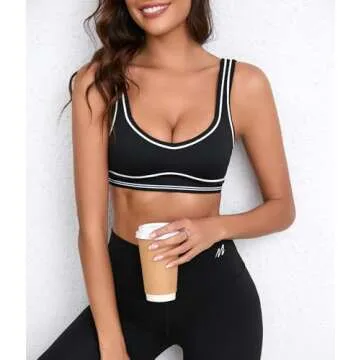 Move With You Womens Sweetheart Padded Sports Bra- Workout Fitness Square Neck Low Back Yoga Bra(Black,S1)