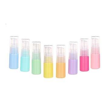 6PCS Plastic Refillable Empty Macaron Color Sample Pump Vial Bottle-Perfume Cosmetic Storage Container Makeup Emollient Cream Emulsion Lotion Toiletries Liquid Jar Pot(Color Random) (10ml/0.33oz)