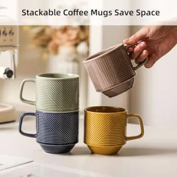 Adewnest Stackable Coffee Mugs Set 13 oz for Home Office