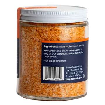 Jacobsen Salt Co. Habanero Salt – Kosher Sea Salt, Non-Iodized Made in USA, Non-GMO, Spicy Margari...