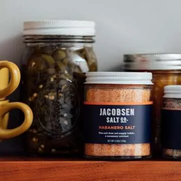 Jacobsen Salt Co. Habanero Salt – Kosher Sea Salt, Non-Iodized Made in USA, Non-GMO, Spicy Margarita Salt, Steak Seasoning, Habanero Flavored, Real Salt – 4.23oz