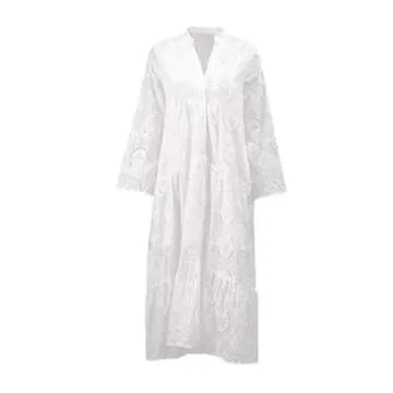 DMOYALA Women's Eyelet Maxi Dress Boho Chic Summer Style