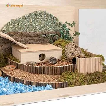 Niteangel Bigger World - MDF Aspen Terrarium for Hamster Gerbils Mice Lemming Degus or Other Small-Sized Pets(30 x 15 x 17.7 inches, Burlywood)
