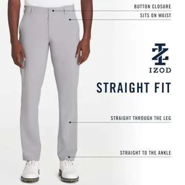 IZOD Men's Golf Swingflex Straight-Fit Flat-Front Pants, black, 34W X 32L