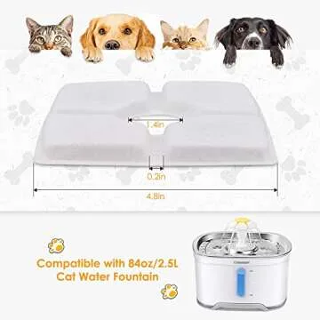 Comsmart Pet Fountain Filter Set, 3 Triple Filtration System Replacement Cat Water Fountain Filters ...