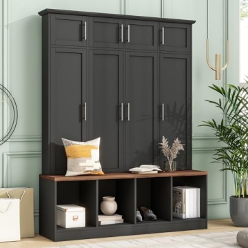 LUMISOL Stylish Wide Entryway Hall Tree with Bench