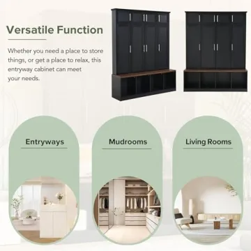 LUMISOL Stylish Wide Entryway Hall Tree with Bench