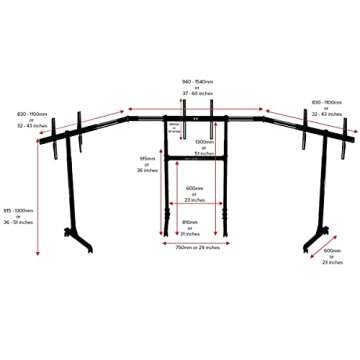 Free Standing Triple Monitor Stand for Sim Racing and Gaming