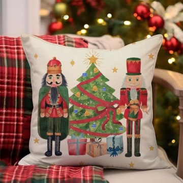 PANDICORN Christmas Pillow Covers Set of 4 for Holiday Decor