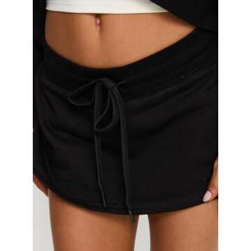 UAURORAO Mini Sweat Skirt - Stylish Low Rise Workout Skort