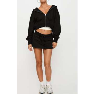 UAURORAO Mini Sweat Skirt - Stylish Low Rise Workout Skort