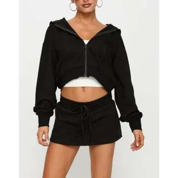 UAURORAO Mini Sweat Skirt - Stylish Low Rise Workout Skort