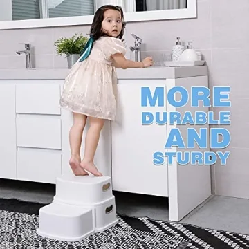 Glamore 2 Step Stool for Kids – Non-Slip, Lightweight – Toddler Step Stool for Bathroom Sink Sturdy with 300 lbs Capacity – Easy to Clean & Install – Ideal for Bathroom, Kitchen, Toilet Training