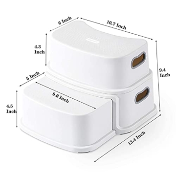 Glamore 2 Step Stool for Kids – Non-Slip, Lightweight – Toddler Step Stool for Bathroom Sink Sturdy with 300 lbs Capacity – Easy to Clean & Install – Ideal for Bathroom, Kitchen, Toilet Training