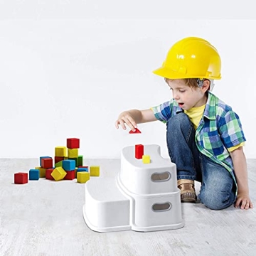 Glamore 2 Step Stool for Kids – Non-Slip, Lightweight – Toddler Step Stool for Bathroom Sink Sturdy with 300 lbs Capacity – Easy to Clean & Install – Ideal for Bathroom, Kitchen, Toilet Training