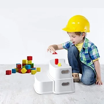 Glamore 2 Step Stool for Kids – Non-Slip, Lightweight – Toddler Step Stool for Bathroom Sink Sturdy with 300 lbs Capacity – Easy to Clean & Install – Ideal for Bathroom, Kitchen, Toilet Training