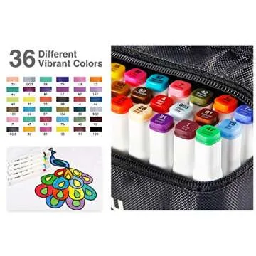Ohuhu Dual Tip 36 Colors Fabric Markers for DIY Crafts