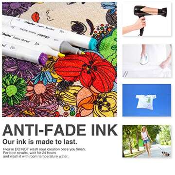 Ohuhu Dual Tip 36 Colors Fabric Markers for DIY Crafts