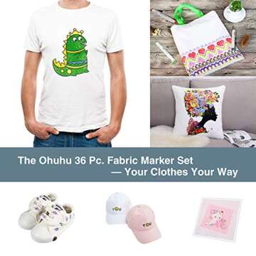 Ohuhu Dual Tip 36 Colors Fabric Markers for DIY Crafts