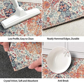 Stylish Ideasonna Boho Kitchen Rug Set of 2 Non-Slip Mats