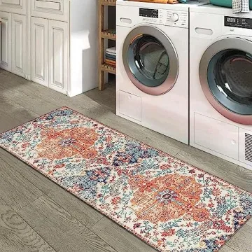 Stylish Ideasonna Boho Kitchen Rug Set of 2 Non-Slip Mats