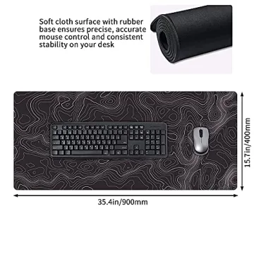 Large Non-Slip Topographic Mouse Pad for Home Office