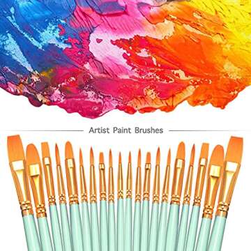 BOSOBO Paint Brushes Set, 2 Pack 20 Pcs Round Pointed Tip Paintbrushes Nylon Hair Artist Acrylic Pai...
