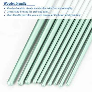 BOSOBO Paint Brushes Set, 2 Pack 20 Pcs Round Pointed Tip Paintbrushes Nylon Hair Artist Acrylic Paint Brushes for Acrylic Oil Watercolor, Face Nail Art, Miniature Detailing & Rock Painting, Green