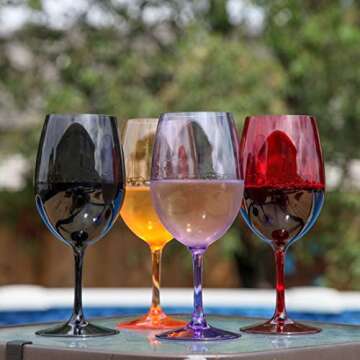 Lily's Home Unbreakable Acrylic Wine Glasses, Made of Shatterproof Tritan Plastic and Ideal for Indo...