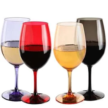 Lily's Home Unbreakable Acrylic Wine Glasses, Made of Shatterproof Tritan Plastic and Ideal for Indoor and Outdoor Use, Reusable, Mixed Colors - Dark (20oz each, Set of 4)