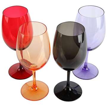 Lily's Home Unbreakable Acrylic Wine Glasses, Made of Shatterproof Tritan Plastic and Ideal for Indoor and Outdoor Use, Reusable, Mixed Colors - Dark (20oz each, Set of 4)