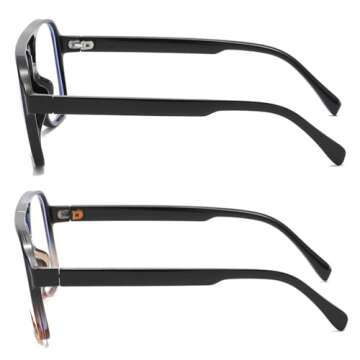 JOVAKIT Aviator Non-prescription Glasses for Women Men Pilot Frame Clear Lens Eyeglasses Fashion Square Frame Glasses (Black+Black&Tortoise)