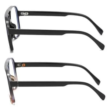 JOVAKIT Aviator Non-prescription Glasses for Women Men Pilot Frame Clear Lens Eyeglasses Fashion Square Frame Glasses (Black+Black&Tortoise)