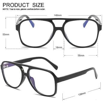 JOVAKIT Aviator Non-prescription Glasses for Women Men Pilot Frame Clear Lens Eyeglasses Fashion Square Frame Glasses (Black+Black&Tortoise)