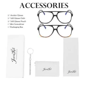 JOVAKIT Aviator Non-prescription Glasses for Women Men Pilot Frame Clear Lens Eyeglasses Fashion Square Frame Glasses (Black+Black&Tortoise)