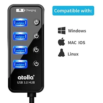 Atolla USB 3.0 Hub with 4 Ports and Switches