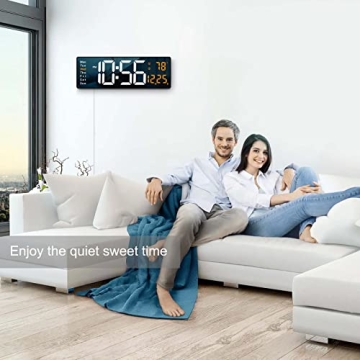 Stylish Large LED Digital Wall Clock with Remote Control