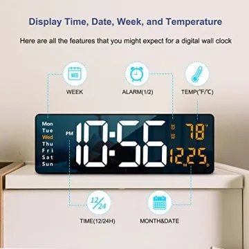 Stylish Large LED Digital Wall Clock with Remote Control